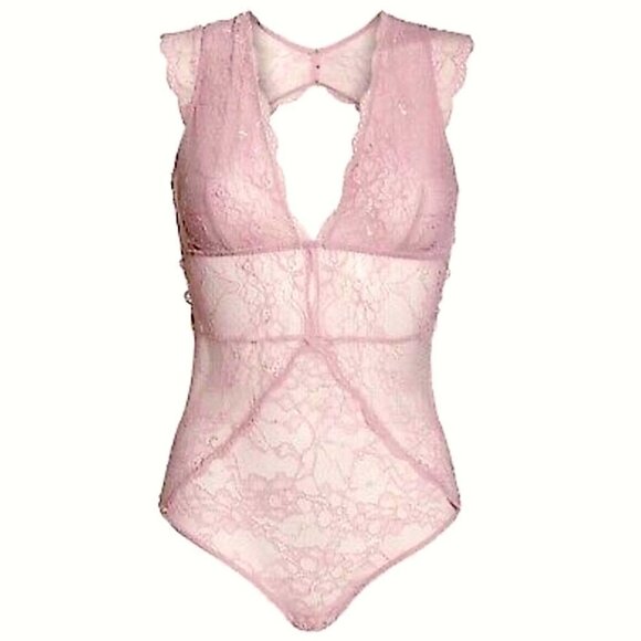 Sam Edelman Other - SAM EDELMAN dawn pink lace cap sleeve bodysuit size S, NWT